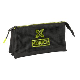 Trousse Fourre-Tout Triple Munich Beat Noir 22 x 12 x 3 cm