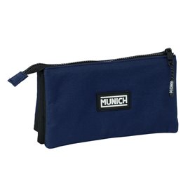 Trousse Fourre-Tout Triple Munich Basic Blue marine 22 x 12 x 3 cm