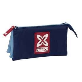 Trousse Fourre-Tout Triple Munich Royal Bleu 22 x 12 x 3 cm