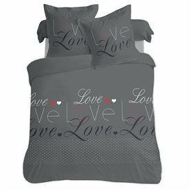 Housse de Couette Vision Love 200 x 200 cm Gris