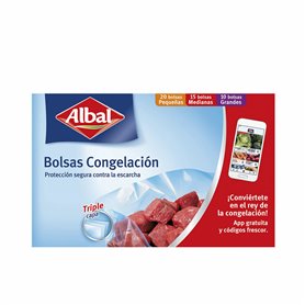 Ensemble de sacs alimentaires réutilisables Albal Congélateur 45 Unités Clair Carton Plastique