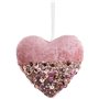 Décorations de Noël Rose Doré Polyfoam Tissu Coeurs 9 cm (6 Unités)