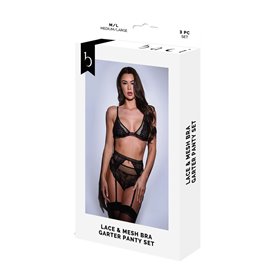 Ensemble de Lingerie Baci Lingerie Noir S/M 3 Pièces