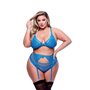 Ensemble de Lingerie Baci Lingerie Garter & Panty Bleu (Queen)