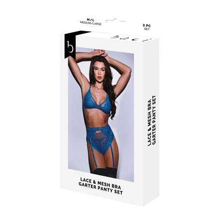 Ensemble de Lingerie Baci Lingerie Garter & Panty Bleu (S/M)