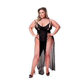 Poupées Baci Lingerie Gown & G-string Noir 2 Pièces