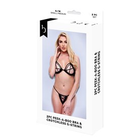 Ensemble de Lingerie Baci Lingerie Crotchless G- Noir M/L 2 Pièces