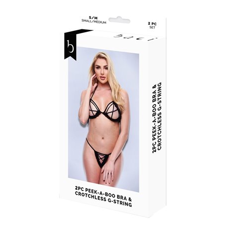 Ensemble de Lingerie Baci Lingerie Crotchless G- Noir M/L 2 Pièces