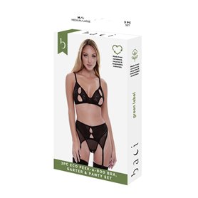 Ensemble de Lingerie Baci Lingerie Peek-A-Boo Bra Noir (M/L)