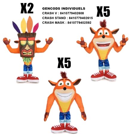 Assortiment peluches Crash Bandicoot (12 pièces)