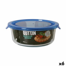 Panier-repas rond avec couvercle Quttin   Bleu 900 ml (6 Unités)