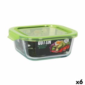 Panier-repas carré avec couvercle Quttin Vert 750 ml (6 Unités)