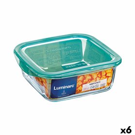 Panier-repas carré avec couvercle Luminarc Keep'n Lagon 760 ml 13 x 6 cm Turquoise verre (6 Unités)