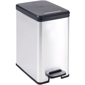 Poubelle Slim - SLIM BIN - CURVER - 25L - Design compact - 41 x 27 x 55 cm - Gris métallisé