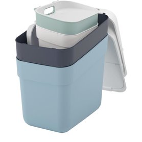 Lot de 4 Poubelles - READY TO COLLECT - CURVER -  5 L + 10 L + 2 x 20 L - Blanc/Vert/Bleu/Gris