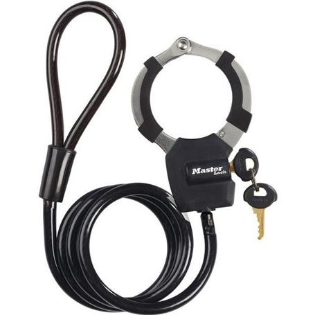 Antivol a Clé avec Menotte - Master Lock 8275EURDPRO - 1m - Idéal pour trottinettes - Noir