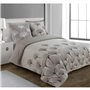 VISION - Parure de lit  réversible GINKO  - 100%Coton - 1 housse de couette 200x200cm + 2 taies d'oreiller 65x65cm - Bei