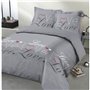 VISION - Parure de lit Love - 100% coton - 1 housse de couette 200 x 200 cm + 2 taies d'oreiller 65 x 65 cm - Gris