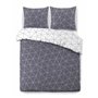 VISION - Parure de lit  HUGO gris réversible - 100%Coton - 1 housse de couette 200x200cm + 2 taies 65x65cm - Gris-blanc