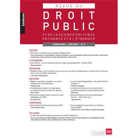 Revue du droit public et de la science politique en France et à l'étranger N°2-2024