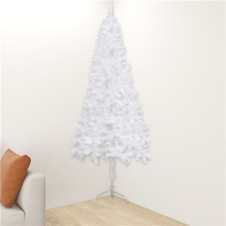 vidaXL Sapin de Noël artificiel d'angle Blanc 150 cm PVC