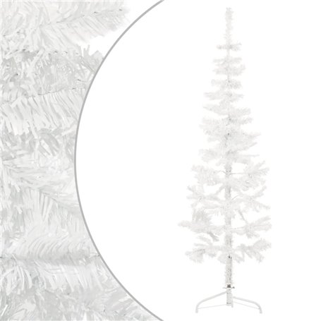 vidaXL Demi sapin de Noël artificiel mince avec support Blanc 180 cm