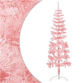 vidaXL Demi sapin de Noël artificiel mince avec support Rose 120 cm