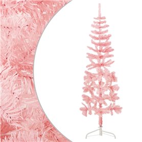 vidaXL Demi sapin de Noël artificiel mince avec support Rose 150 cm