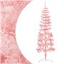 vidaXL Demi sapin de Noël artificiel mince avec support Rose 150 cm