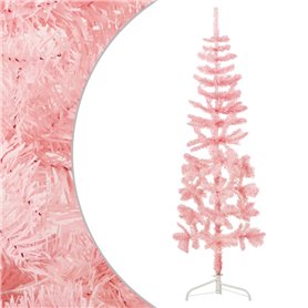 vidaXL Demi sapin de Noël artificiel mince avec support Rose 180 cm