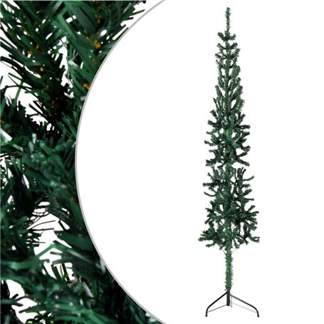 vidaXL Demi sapin de Noël artificiel mince avec support Vert 180 cm