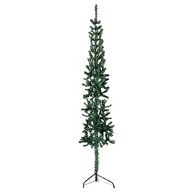 vidaXL Demi sapin de Noël artificiel mince avec support Vert 210 cm