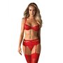 Ensemble de Lingerie en Dentelle Obsessive Heartina Rouge L/XL