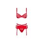 Ensemble de Lingerie en Dentelle Obsessive Heartina Rouge L/XL