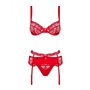 Ensemble de Lingerie en Dentelle Obsessive Heartina Rouge L/XL