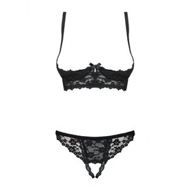 Ensemble de Lingerie en Dentelle Obsessive Letica Noir S/M