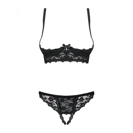 Ensemble de Lingerie en Dentelle Obsessive Letica Noir S/M