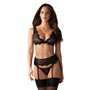 Ensemble de Lingerie en Dentelle Obsessive Emperita Noir S/M