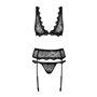 Ensemble de Lingerie en Dentelle Obsessive Emperita Noir S/M