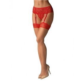 Bas avec porte jarretelles Obsessive 838-STO-3 Rouge S/M