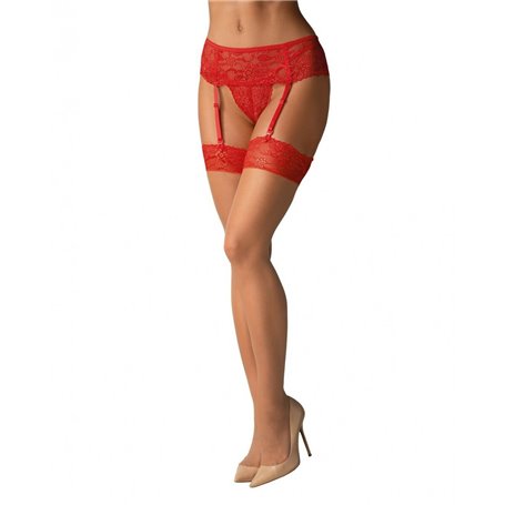 Bas avec porte jarretelles Obsessive 838-STO-3 Rouge S/M