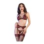 Ensemble de Lingerie Chilirose Noir Rouge S/M