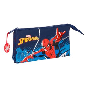 Trousse Fourre-Tout Double Spider-Man Neon Blue marine 22 x 12 x 3 cm