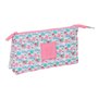 Trousse Fourre-Tout Triple Moos Flores Multicouleur 22 x 12 x 3 cm