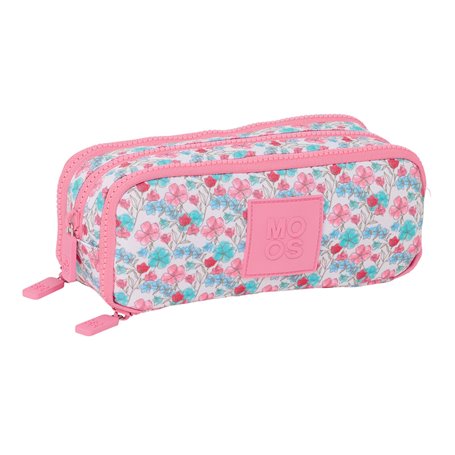 Trousse Fourre-Tout Triple Moos Flores Multicouleur 21 x 8 x 8 cm