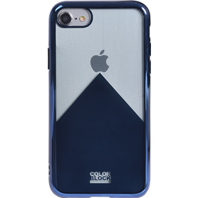 Coque souple transparente et métal bleu Colorblock pour iPhone SE (2020)/8/7/6S/