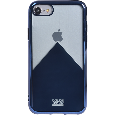 Coque souple transparente et métal bleu Colorblock pour iPhone SE (2020)/8/7/6S/