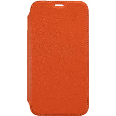 Folio en Cuir Orange avec dos transparent pour Apple iPhone 11 Pro Beetlecase