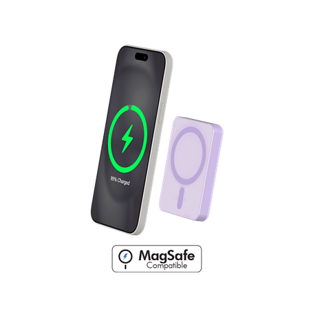 Powerbank 5000mAh Compatible MagSafe Induction 15W Violet - Garanti à vie Force Power