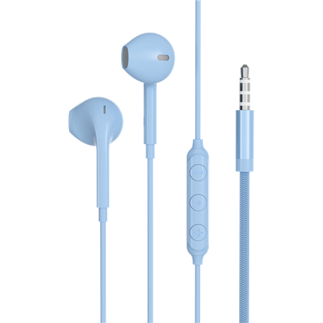 Ecouteurs Jack 3.5mm Bouton Conception renforcée Télécommande et Micro Bleu - Garanti à vie Force Play